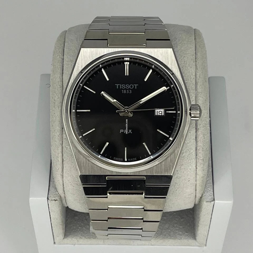 Tissot PRX Silver Stainless Steel Black Dial Watch for Men's